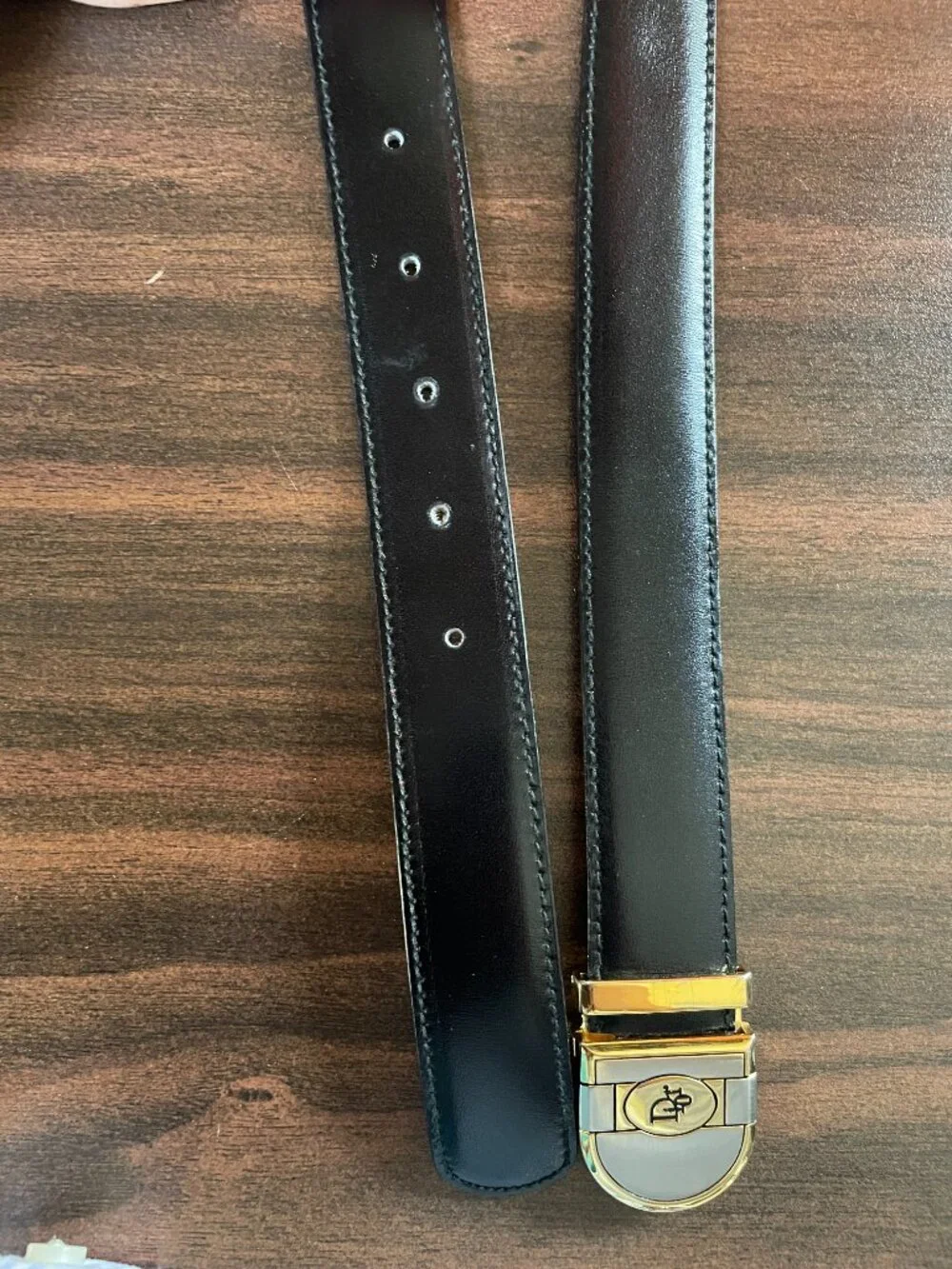 Christian Dior Vintage Reversible Leather Belt — Black, Sz 42, Italy